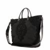 Shopping bag Prada Sac Cabas in tela e pelle nera con motivo con trecce - 00pp thumbnail