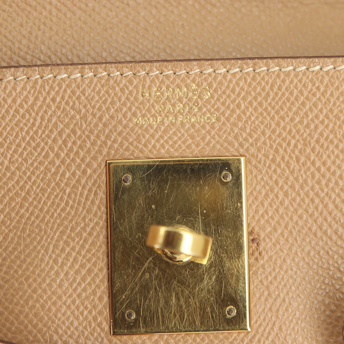 Bolso de mano Hermes Kelly 32 cm en cuero epsom beige - Detail D4