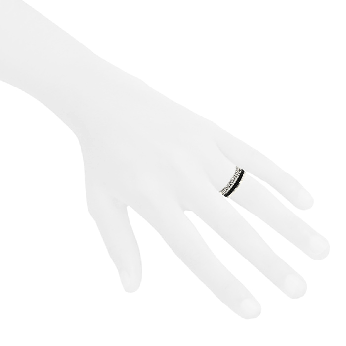 Boucheron Quatre medium model ring in white gold,  ceramic and diamonds - Detail D1