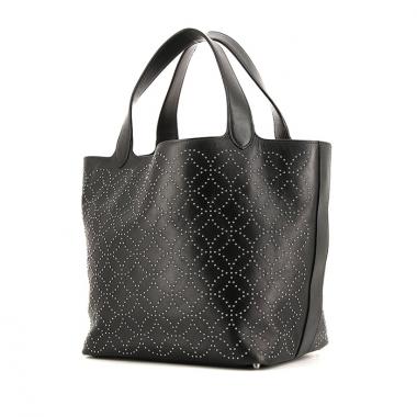 Sac cabas Alaia en cuir vert-foncé