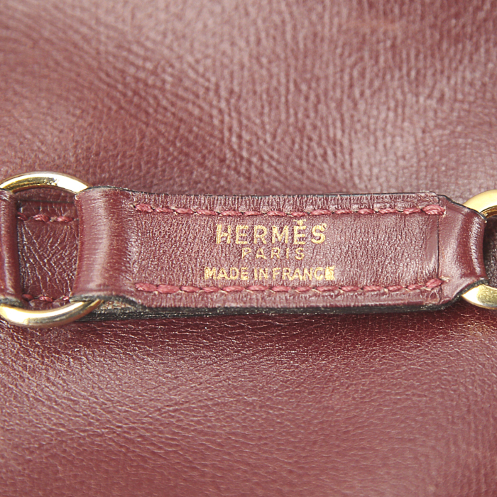 Hermès Trim handbag in burgundy box leather - Detail D3