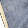 Yves Saint Laurent Muse Two large model handbag in blue and dark blue leather and beige canvas - Detail D4 thumbnail