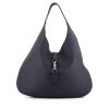 Gucci Jackie handbag in navy blue grained leather - 360 thumbnail