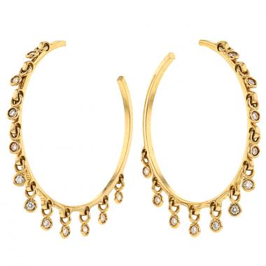 Paire de créoles Dior Coquine grand modèle en or jaune et diamants