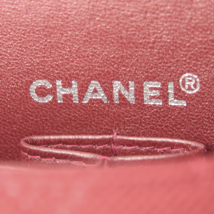 Chanel East West handbag in red quilted canvas and red patent leather - Detail D3