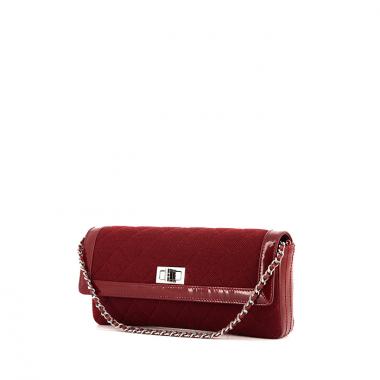 Chanel East West handbag in red quilted canvas and red patent leather
