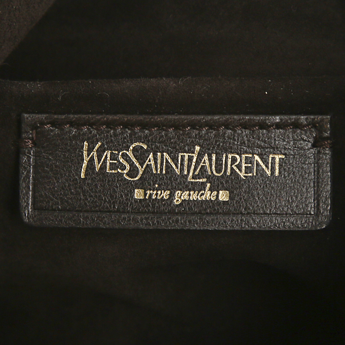 Saint Laurent Downtown large model handbag in gold grained leather - Detail D3