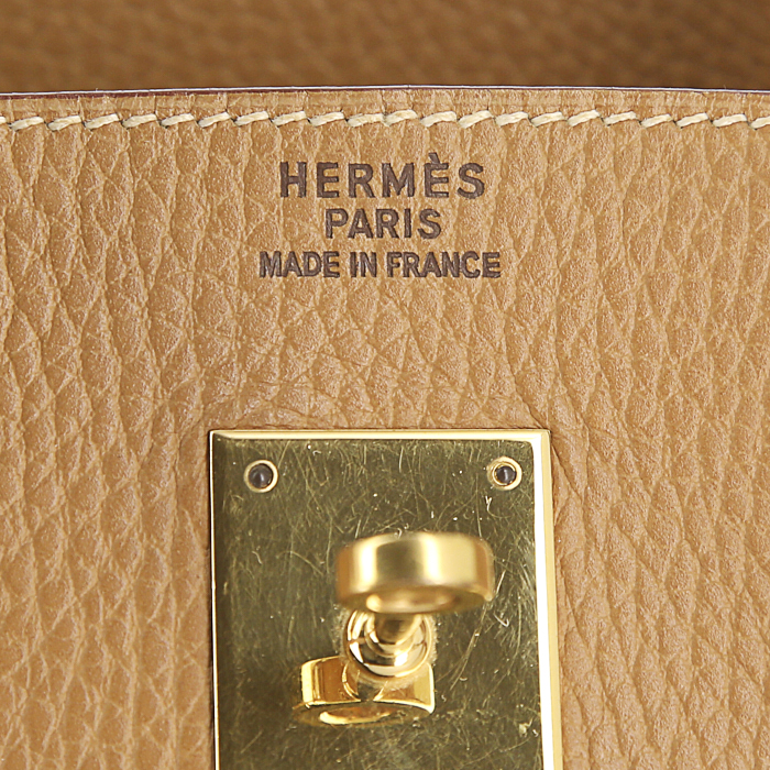 Borsa Hermes Birkin 40 cm in pelle togo gold - Detail D3