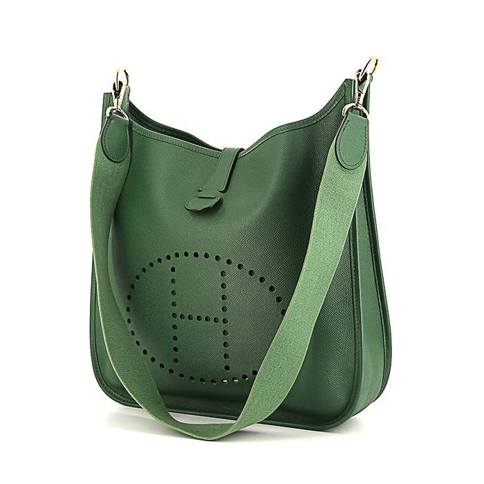 A Vintage Hermes Green Suede Shoulder Bag. Olive green s…