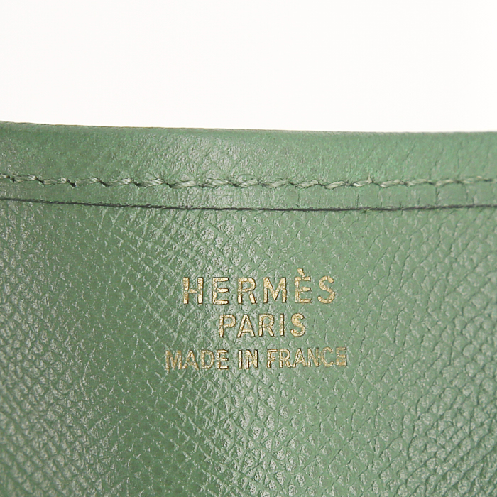 Hermes Evelyne medium model shoulder bag in green epsom leather - Detail D3