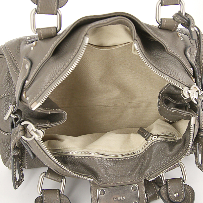 Chloé Paddington medium model handbag in brown grained leather - Detail D2