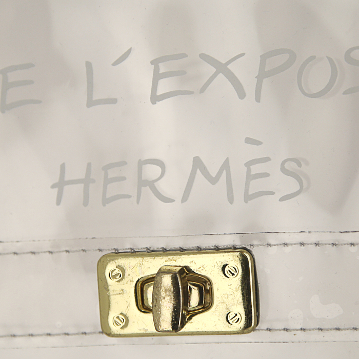 Sac à main Hermes Kelly - Business en vinyle transparent - Detail D3