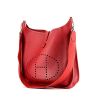 Hermes Evelyne medium model shoulder bag in red Courchevel leather - 00pp thumbnail