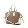 Prada shoulder bag in white and beige shading leather and beige canvas - 00pp thumbnail