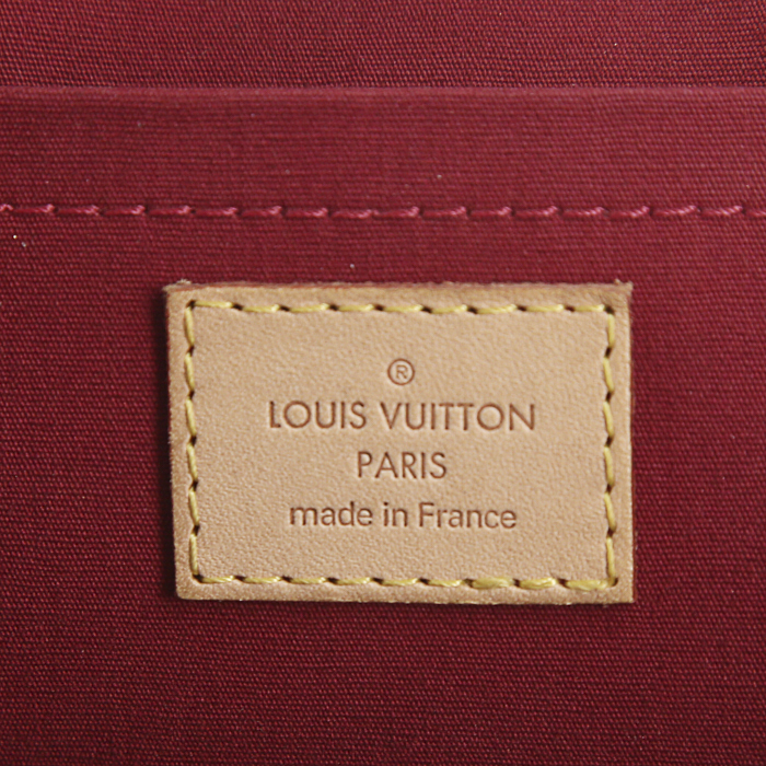 Borsa Louis Vuitton Rosewood in pelle verniciata monogram rossa e pelle naturale - Detail D4