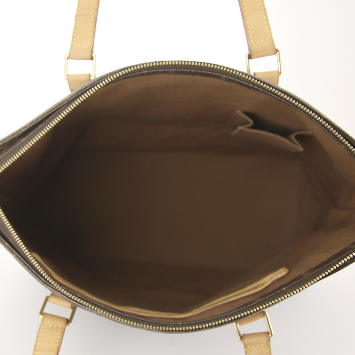 Bolso Cabás Louis Vuitton Mezzo en lona Monogram y cuero natural - Detail D2