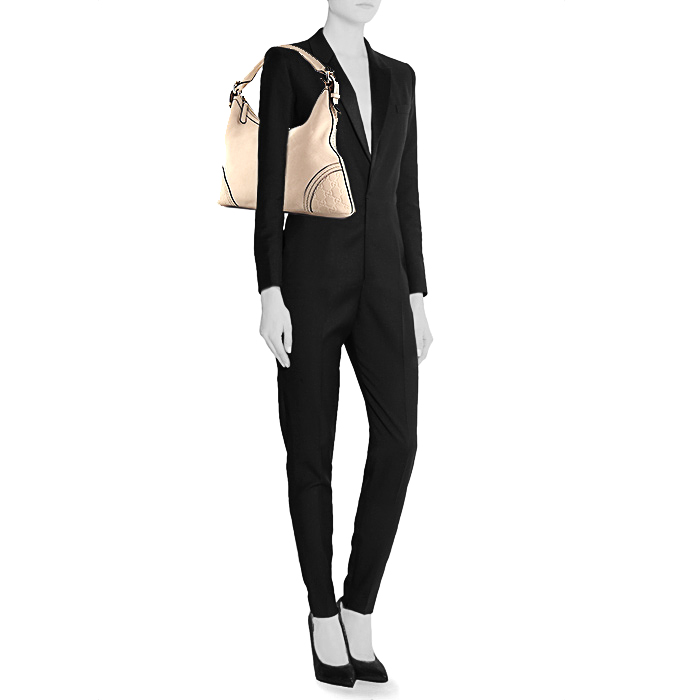 Bolso de mano Gucci en cuero beige y cuero Monogram beige - Detail D1