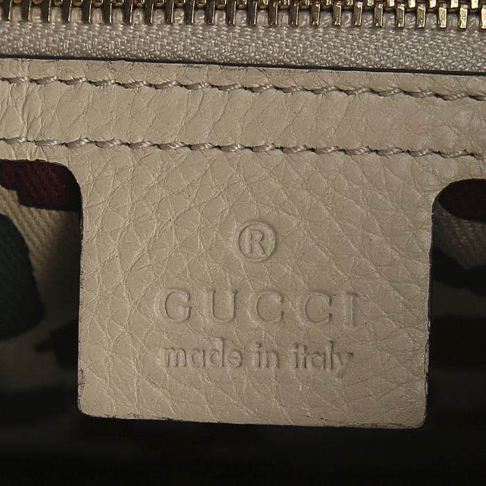 Gucci handbag in beige leather and beige monogram leather - Detail D3