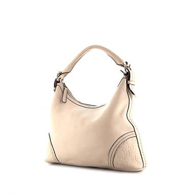 Borsa Gucci in pelle beige e pelle monogram beige