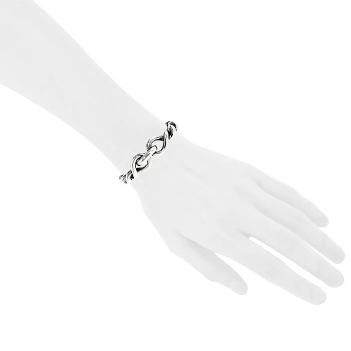 Brazalete época años 90 Hermes Torsade modelo mediano en plata - Detail D1