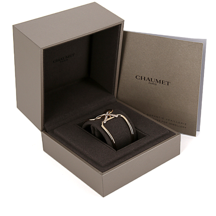 Chaumet Lien large model cuff bracelet in pink gold and diamonds - Detail D2