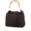 Gucci Bamboo bag worn on the shoulder or carried in the hand in dark brown canvas and dark brown - 00pp thumbnail