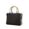 Bolso de mano Gucci Bamboo en lona negra y cuero esmaltado negro - 00pp thumbnail