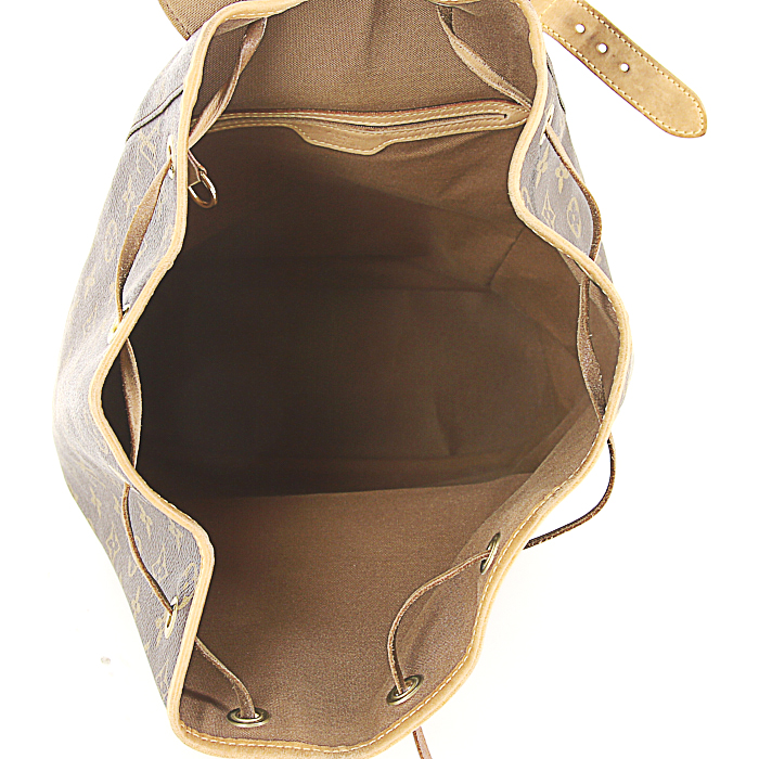 Sac à dos Louis Vuitton Montsouris Backpack en toile monogram et cuir naturel - Detail D2