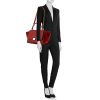 Celine Trapeze small model bag in red grained leather and red suede - Detail D1 thumbnail