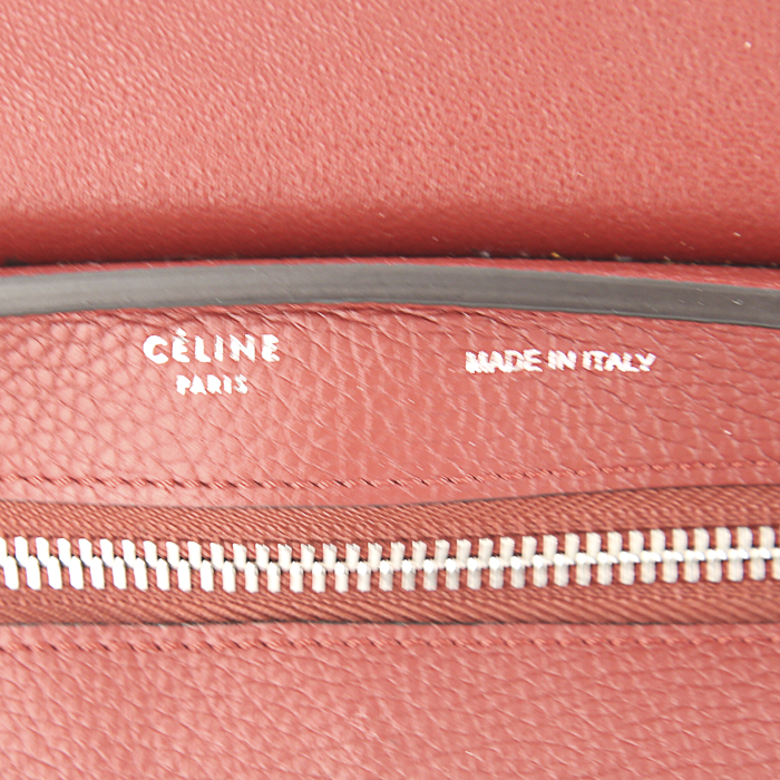 Celine Trapeze small model bag in red grained leather and red suede - Detail D4