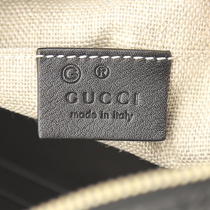 Sac bandoulière Gucci en cuir monogram noir - Detail D3