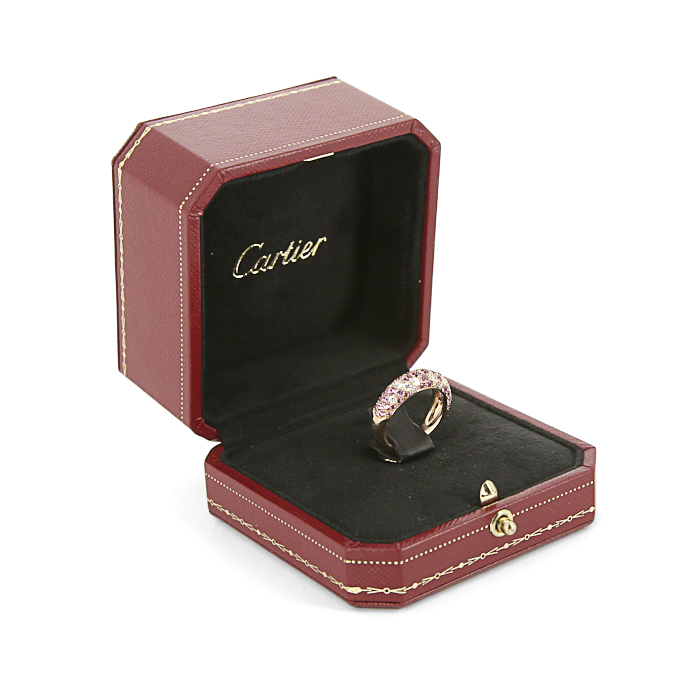 Bague Cartier Mimi en or rose, saphir et diamants, en diamants et en saphirs roses - Detail D2
