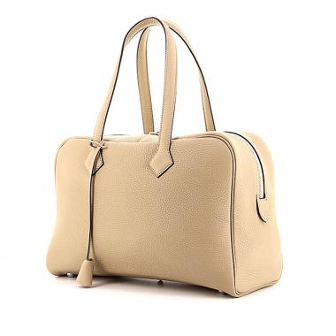 Bolso de mano Hermes Victoria en cuero togo color arena