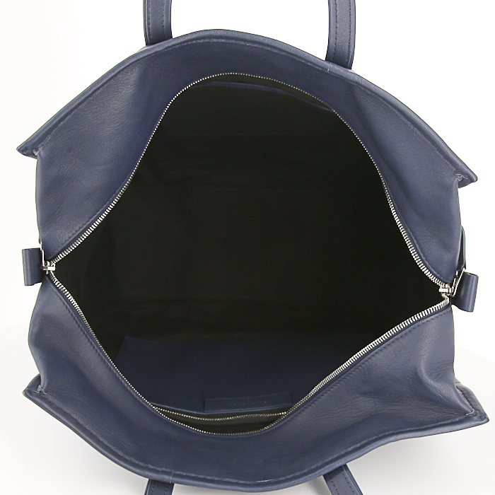 Balenciaga Bazar shopper shopping bag in navy blue leather - Detail D2