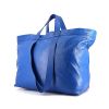 Shopping bag Balenciaga media in tela e pelle blu elettrico - 00pp thumbnail