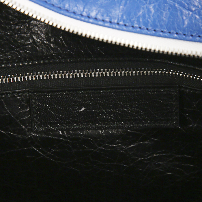 Balenciaga medium size shopping bag in electric blue canvas and leather - Detail D4
