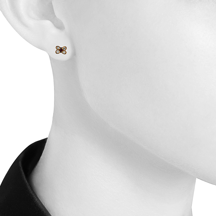 Paire de clous d'oreilles Van Cleef & Arpels en or jaune,  rubis et diamants - Detail D1