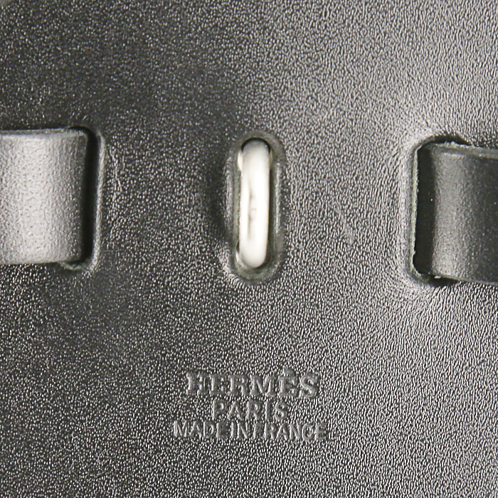 Borsa da viaggio Hermes Herbag in tela nera e pelle nera - Detail D5