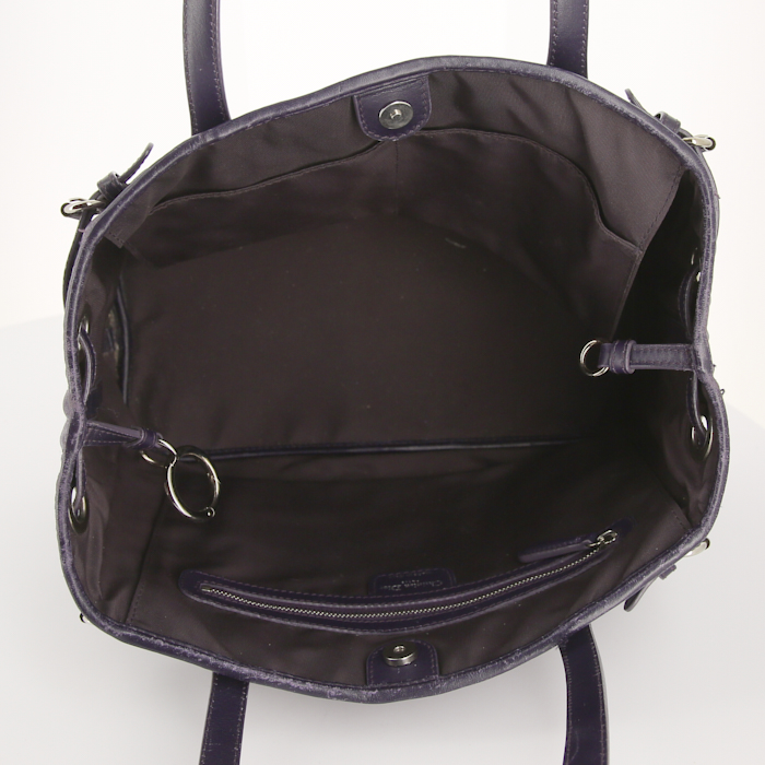 Bolso Cabás Dior Panarea en lona cannage violeta y cuero violeta - Detail D2