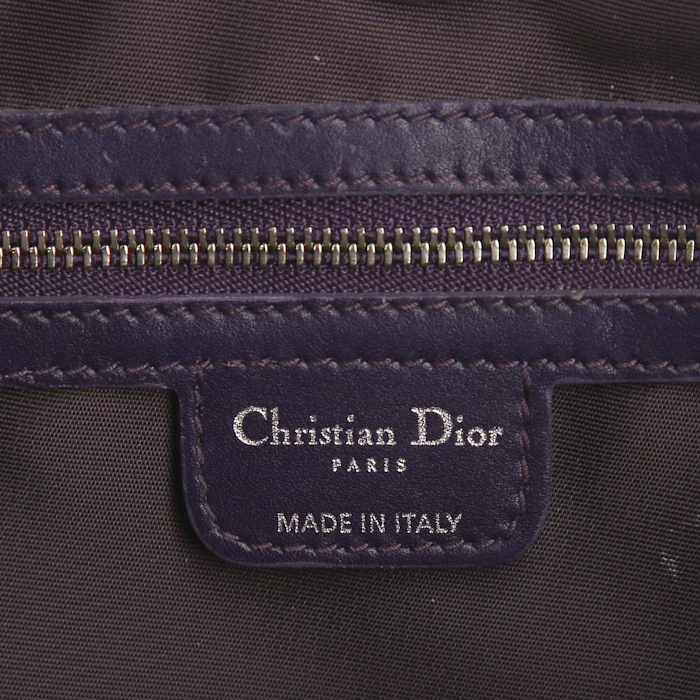 Sac cabas Dior Panarea en toile cannage violette et cuir violet - Detail D3