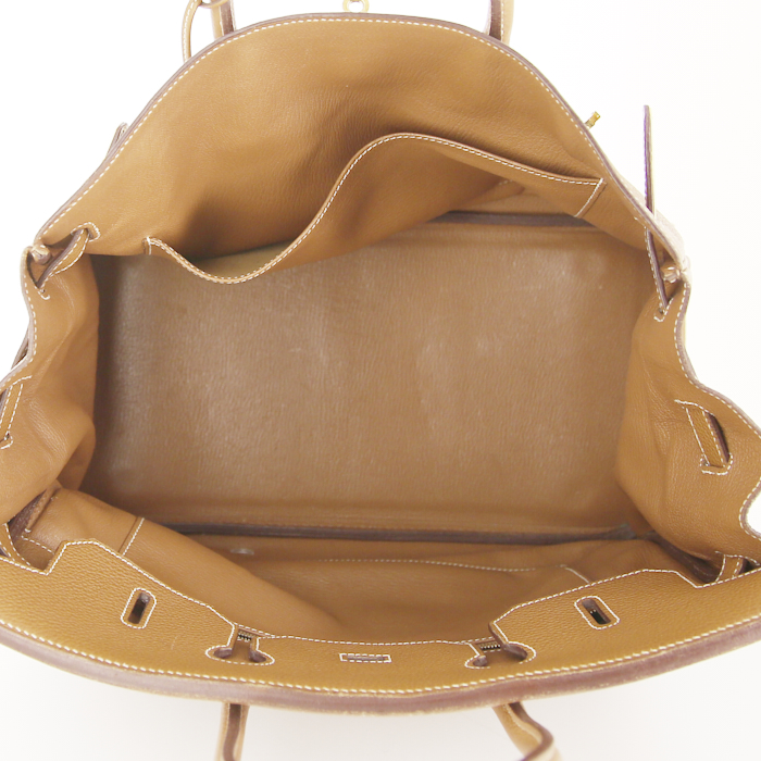 Sac à main Hermes Birkin 35 cm en cuir togo gold - Detail D2