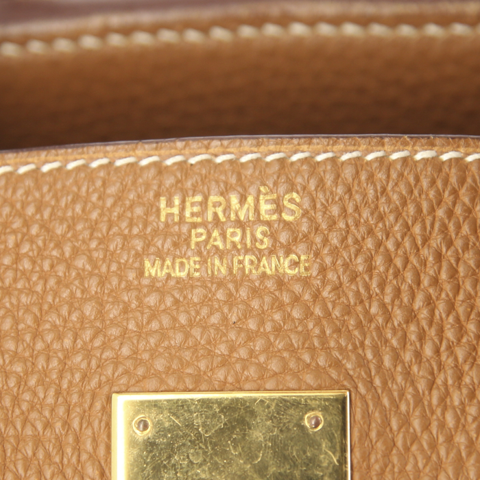 Hermes Birkin 35 cm handbag in gold togo leather - Detail D3