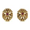 Lalaounis small earrings in yellow gold,  ruby and diamonds - 00pp thumbnail