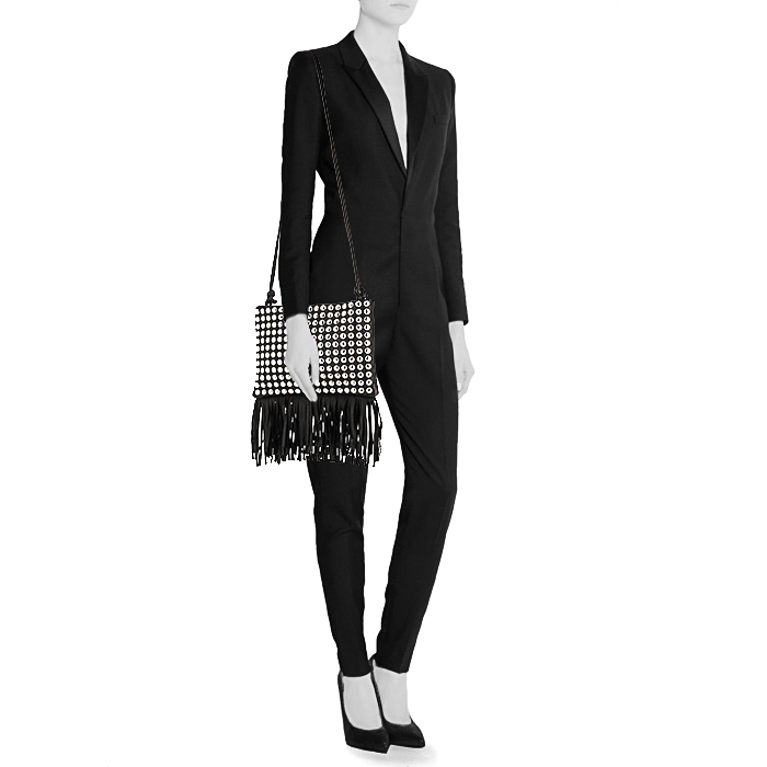 Sac bandoulière Sonia Rykiel en cuir noir - Detail D1