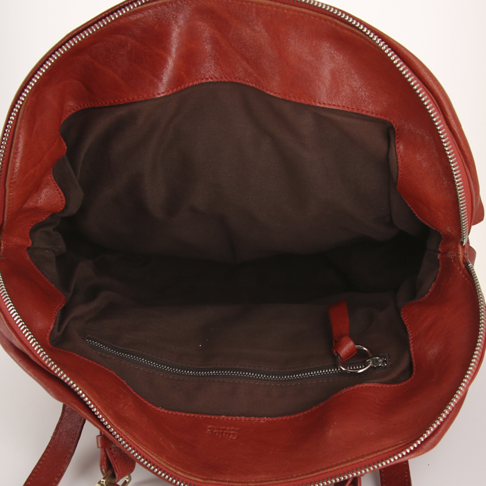 Sac porté épaule ou main Chloé Saskia en cuir rouge et plexiglas transparent - Detail D3