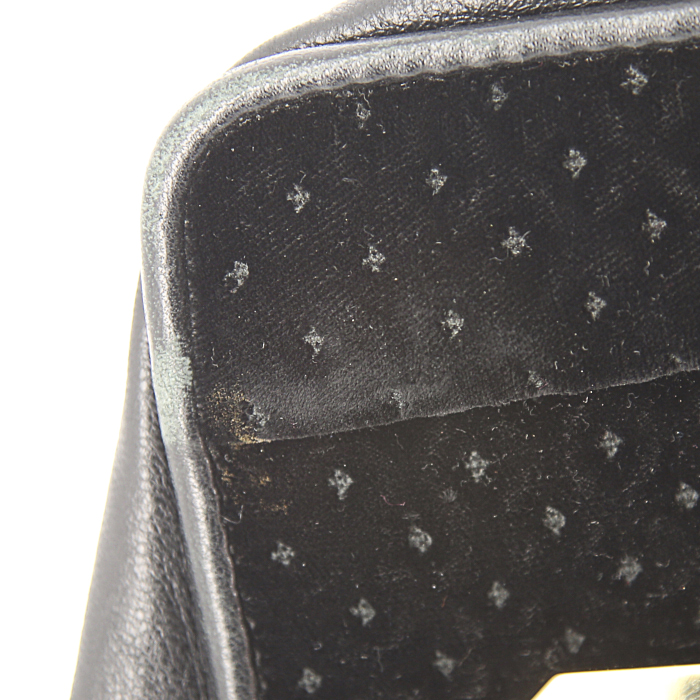 Chloé Elsie shoulder bag in black leather and black velvet - Detail D5