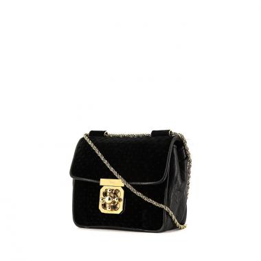 Borsa a tracolla Chloé Elsie in pelle nera e velluto nero