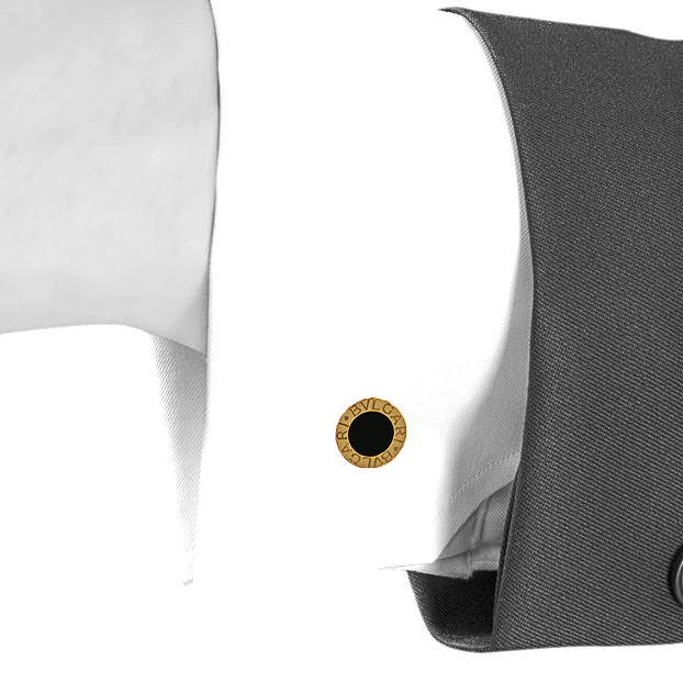 Paire de boutons de manchette Bulgari Bulgari Bulgari en or jaune et onyx - Detail D1