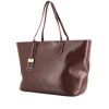 Ralph Lauren shopping bag in brown grained leather and purple piping - 00pp thumbnail