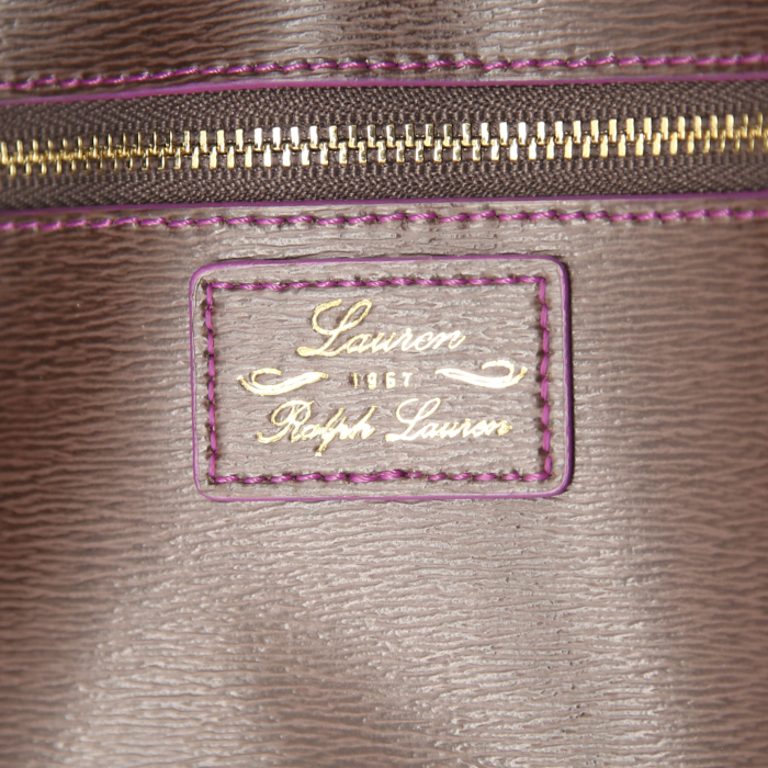 Bolso Cabás Ralph Lauren en cuero granulado marrón y junco violeta - Detail D3